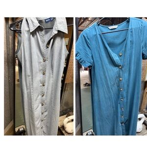 Set of 2 women’s cotton button up dresses